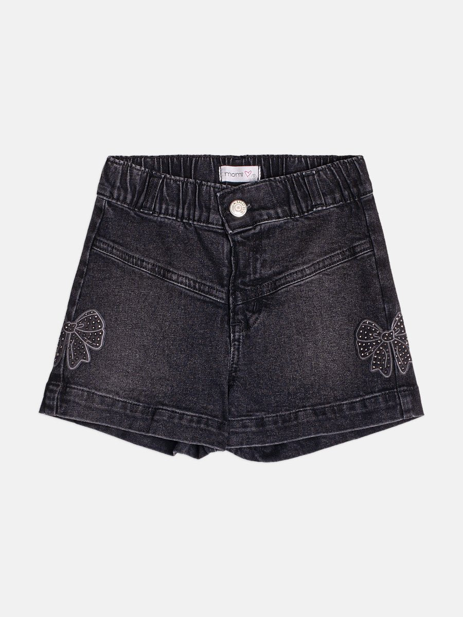 Children's Jeans Shorts with Rhinestone Bows