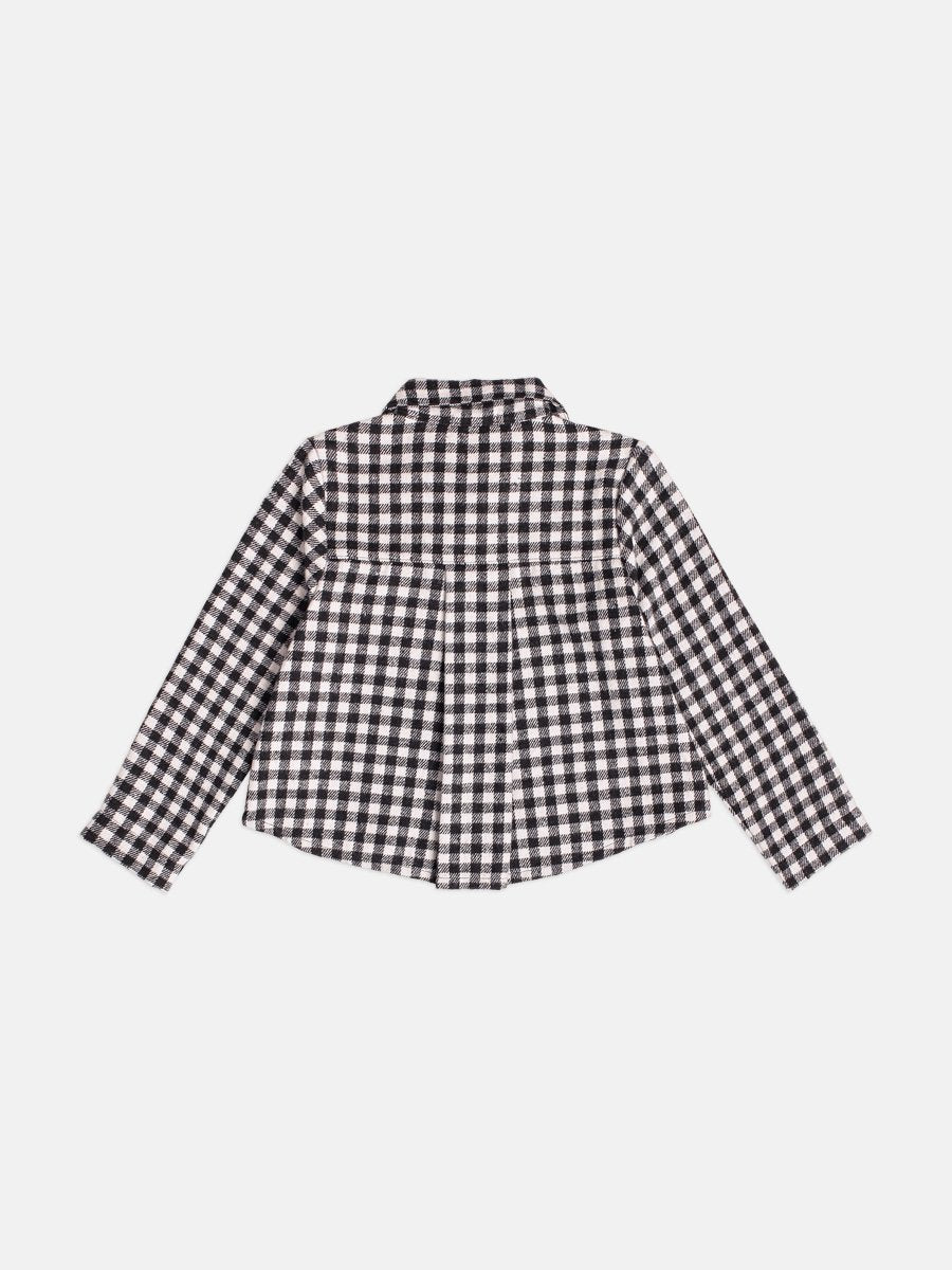 Children's Girl's Plaid Tweed Jacket with Rhinestones