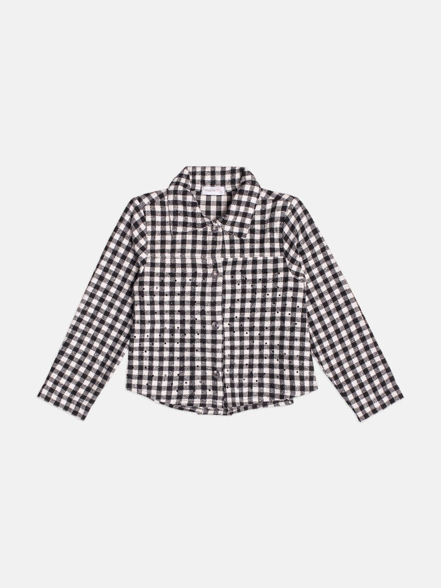Children's Girl's Plaid Tweed Jacket with Rhinestones