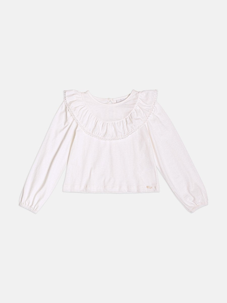 Girls Blouse with Ruffle and Lace