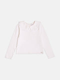 Girls Blouse with Peter Pan Collar and Eyelet Trim