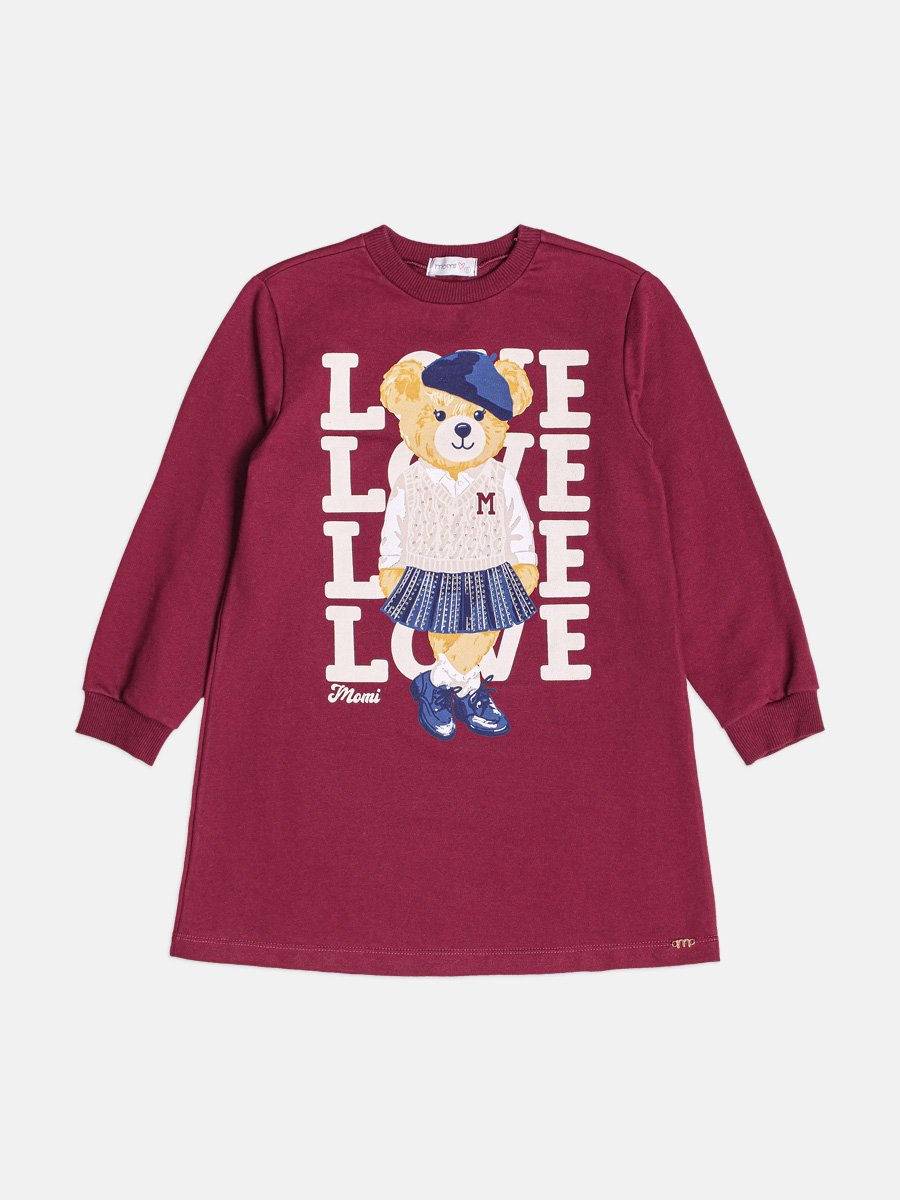 Girls Teddy Bear Dress with Rhinestones