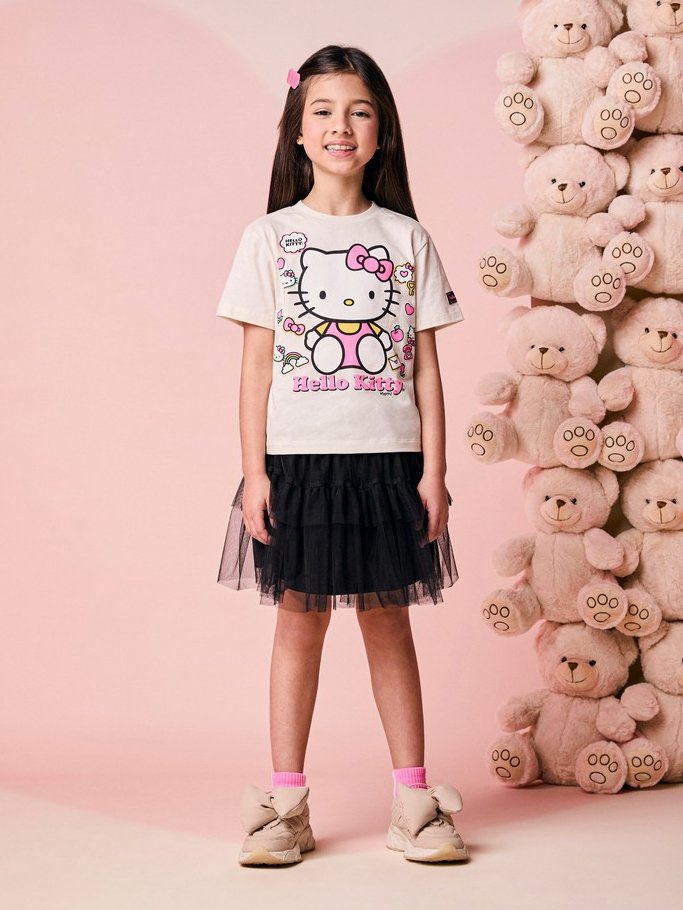 Momi Girls' Top – Beige Hello Kitty