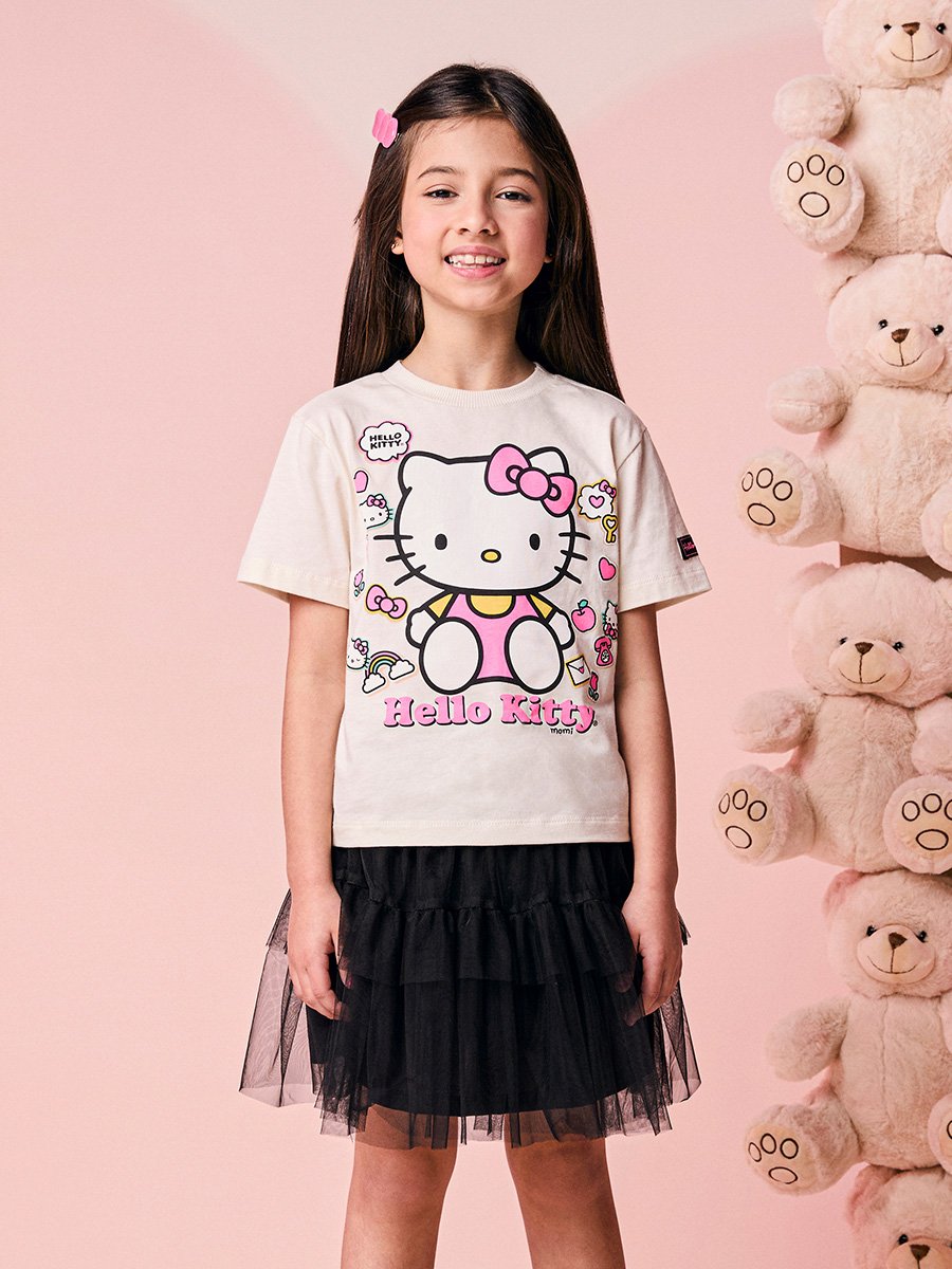 Momi Girls' Top – Beige Hello Kitty