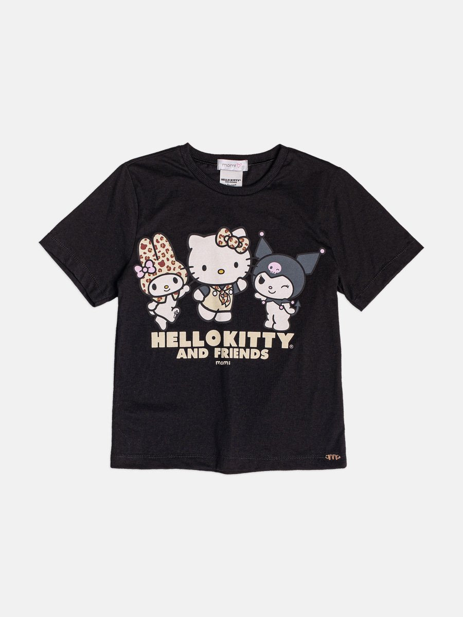 Momi Girls' Top – Black Hello Kitty & Friends
