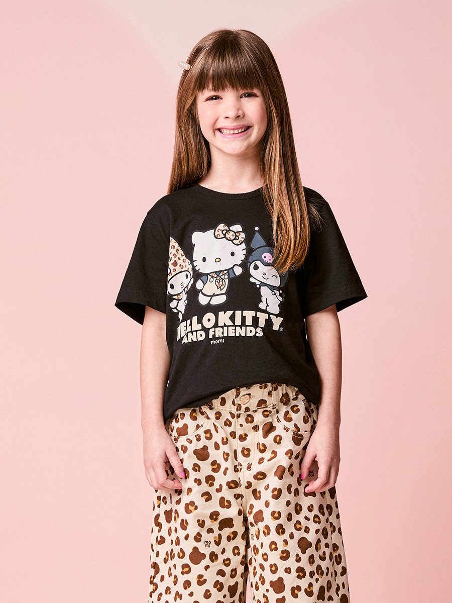 Momi Girls' Top – Black Hello Kitty & Friends