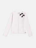 Girls Ribbed Top with Velvet Bows