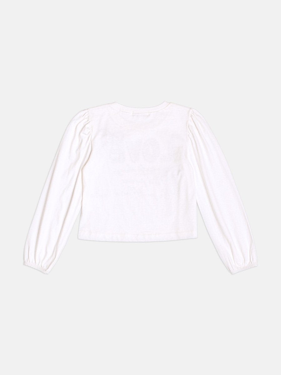 Girls Puff Sleeve Blouse with Bows