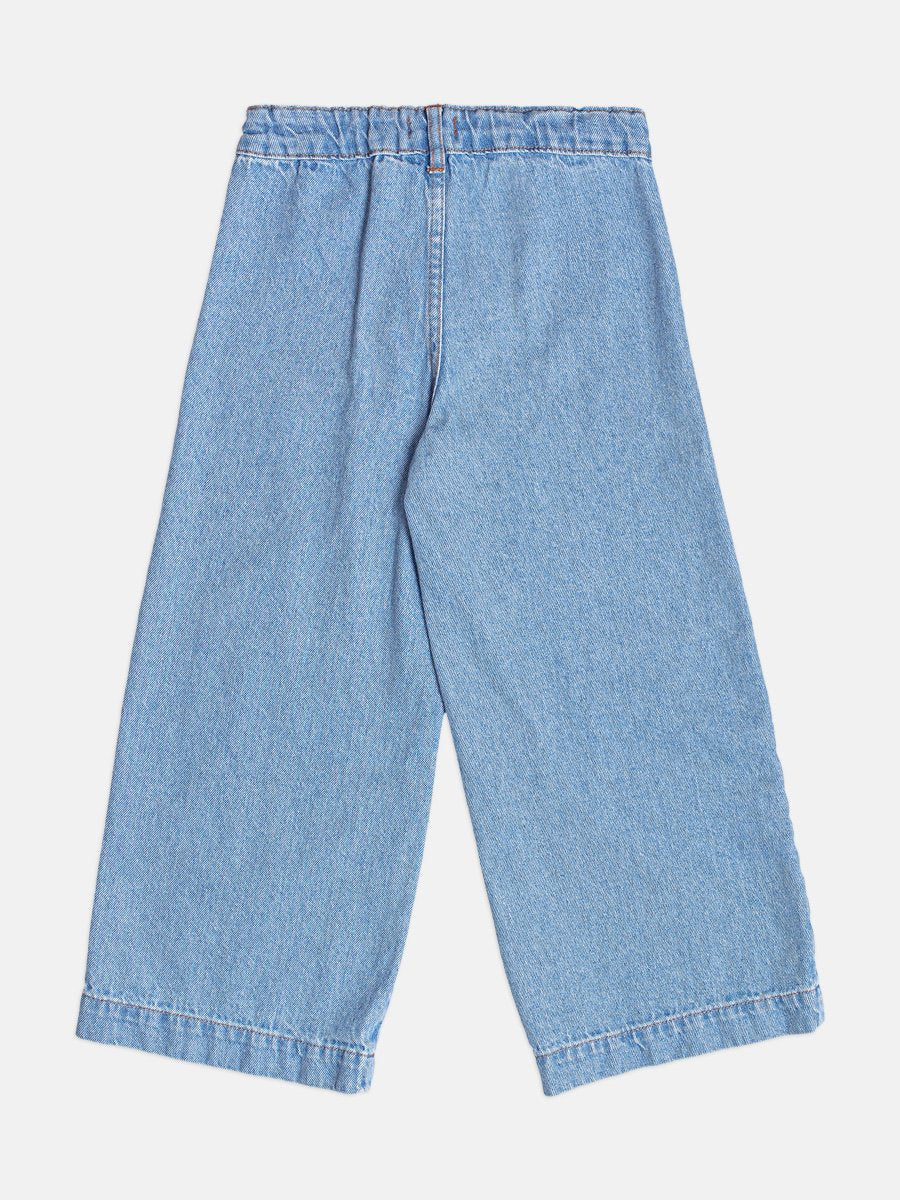 Girls Jeans with Floral Embroidery