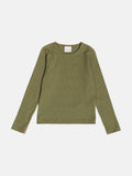 Girls Basic Green Ribbed Top