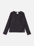 Momi Girls' Top – Basic Black Ribbed Top