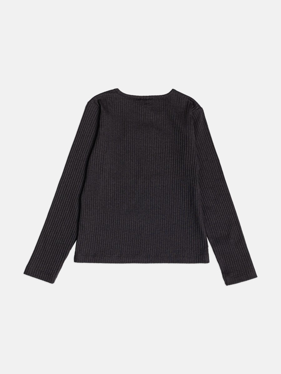 Momi Girls' Top – Basic Black Ribbed Top