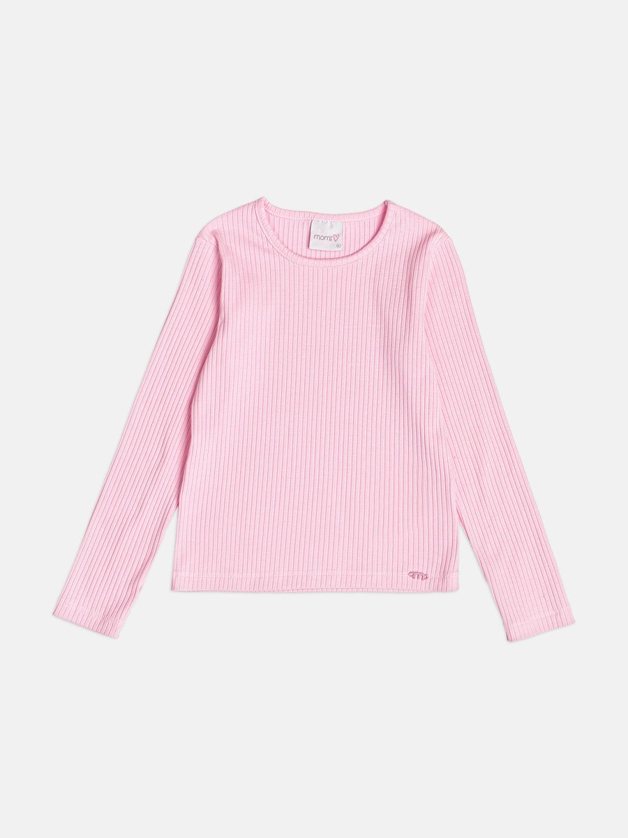 Girls Basic Pink Ribbed Top