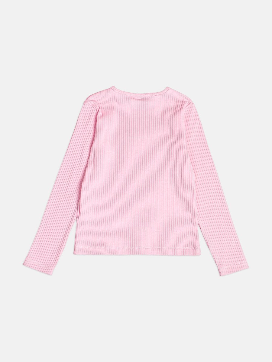 Girls Basic Pink Ribbed Top