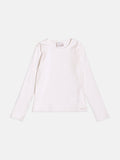 Momi Girls' Top – Basic Off-White Ribbed Top