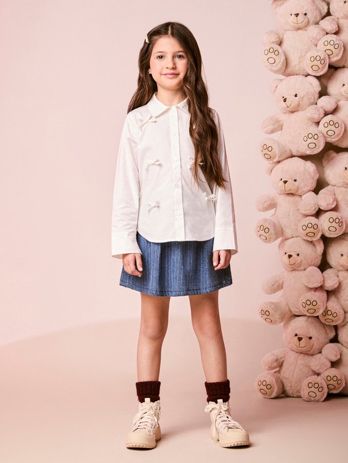 Momi Girls' Shirt – Long Sleeve with Little Bows