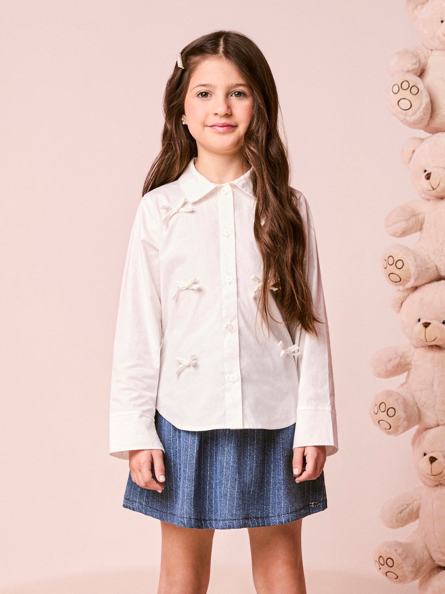 Momi Girls' Shirt – Long Sleeve with Little Bows