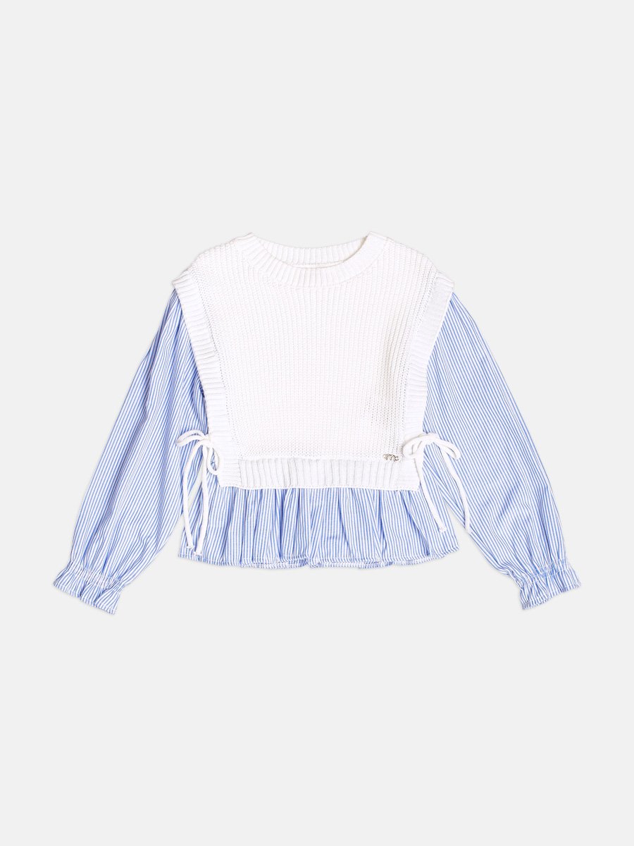 Children's Knitted Vest with Striped Shirt