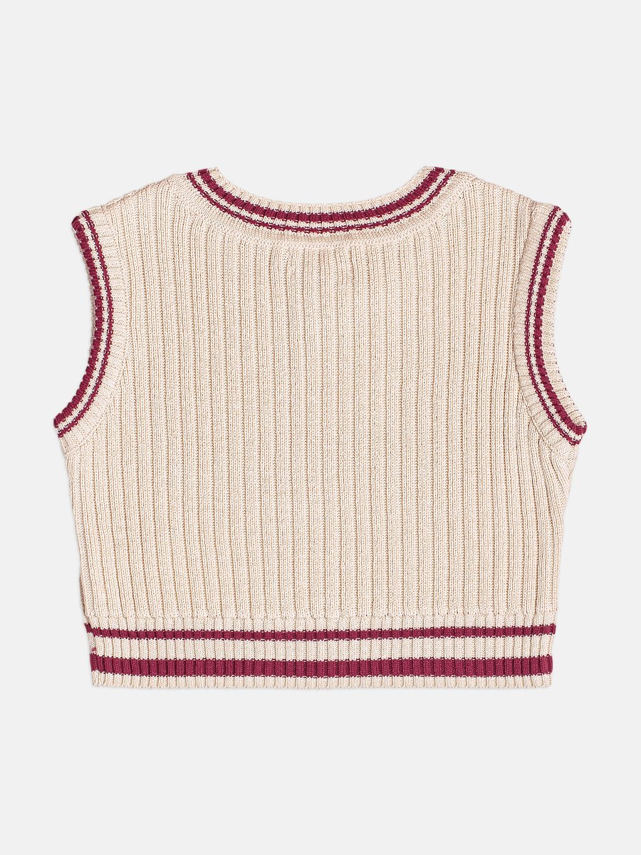 Girls Striped Knit Vest