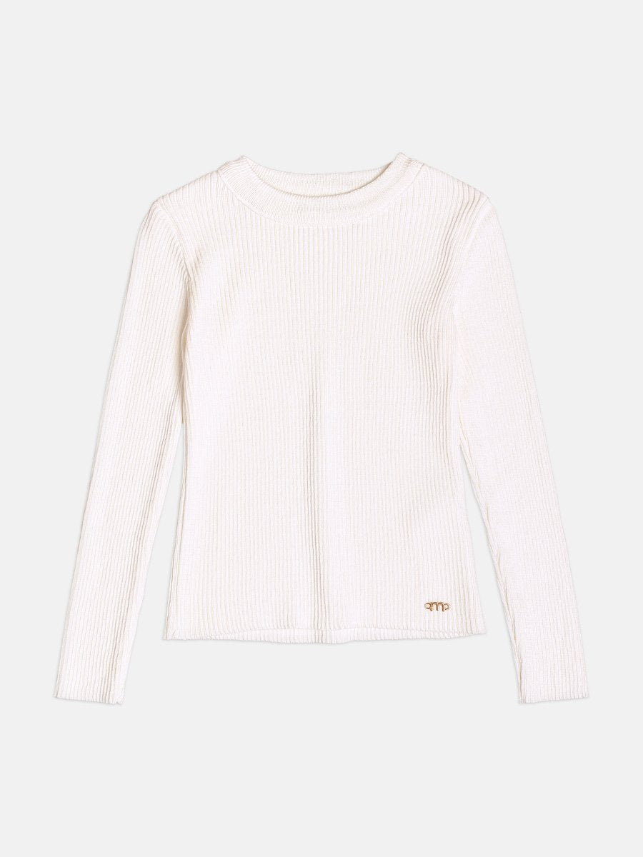 Off White Basic Knitting Children's Girl Blouse