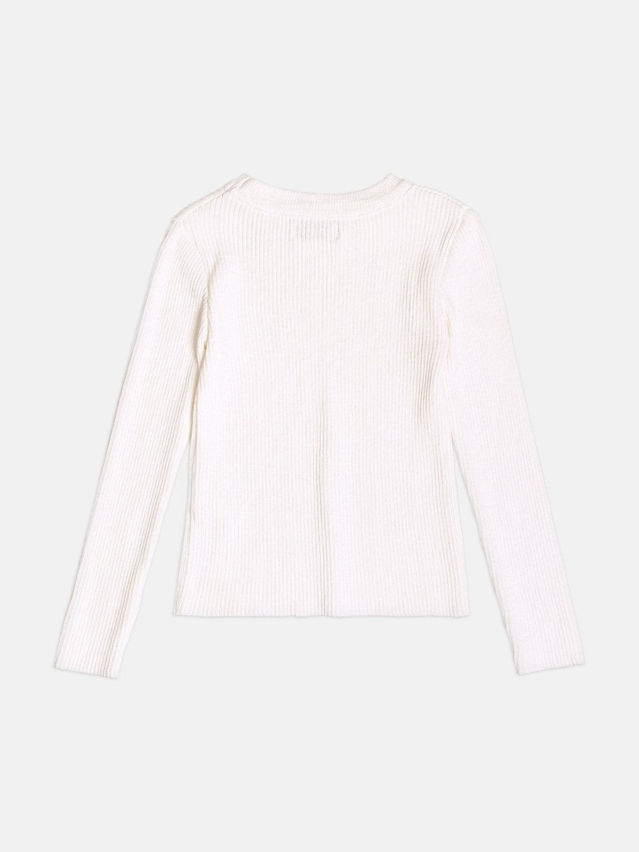 Off White Basic Knitting Children's Girl Blouse