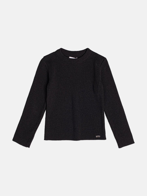 Children's Basic Black Knitting Blouse