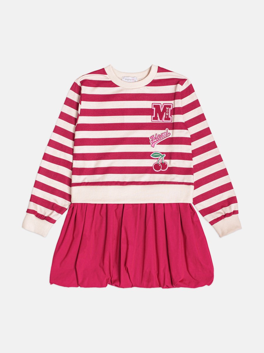 Girls Balloon Dress with Cherry Patch