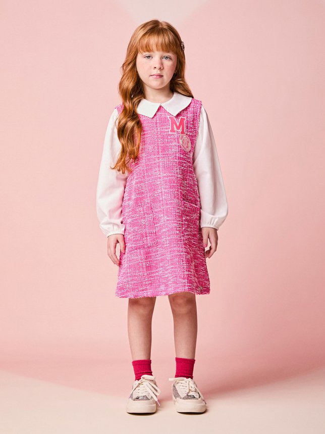 Momi Girls' Dress – Tweed with Collar