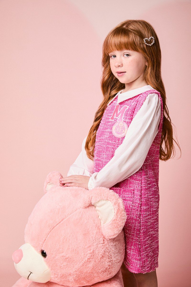 Momi Girls' Dress – Tweed with Collar