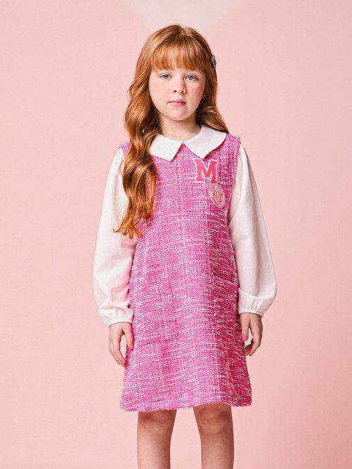 Momi Girls' Dress – Tweed with Collar
