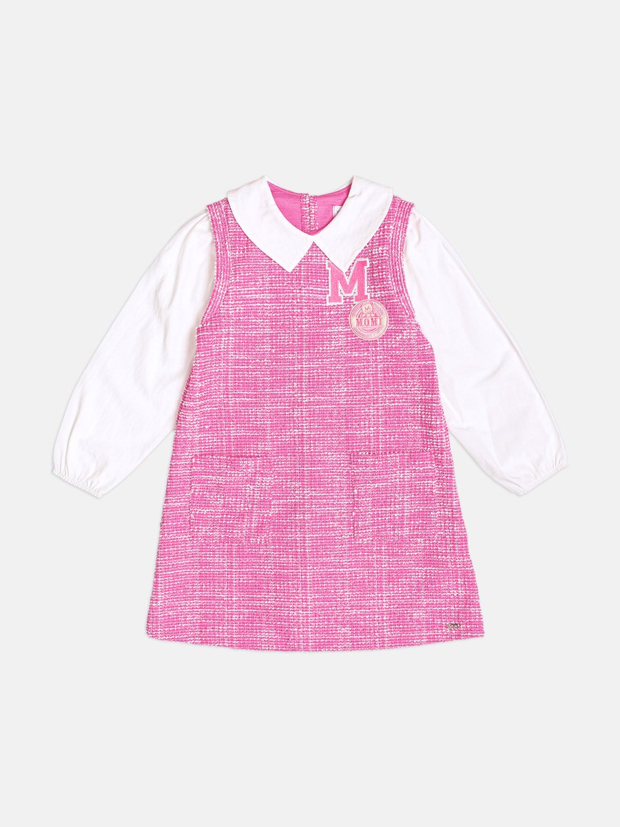 Momi Girls' Dress – Tweed with Collar