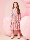 Children's Dress for Girls with Waffle Bear Print