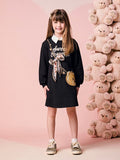 Momi Girls' Dress – Fleece with Little Bear Purse
