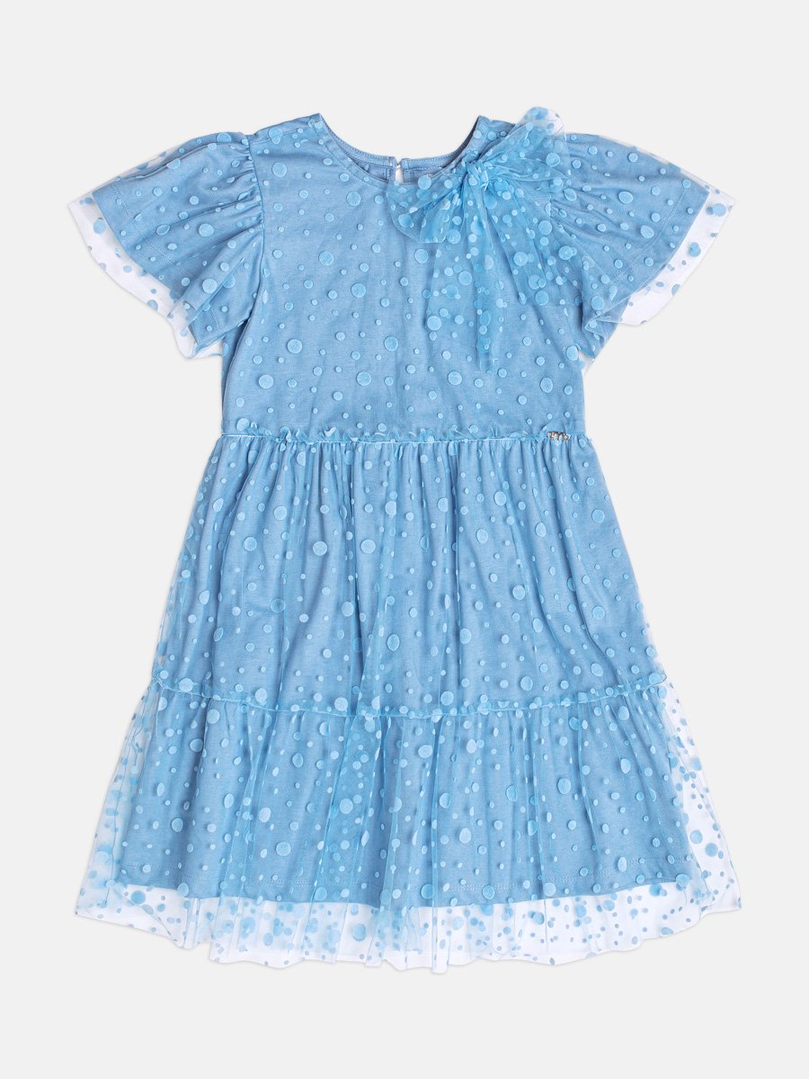 Girls Polka Dot Tulle Dress with Bow