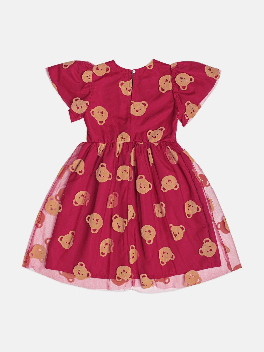 Children's Dress for Girls in Teddy Bear Tulle