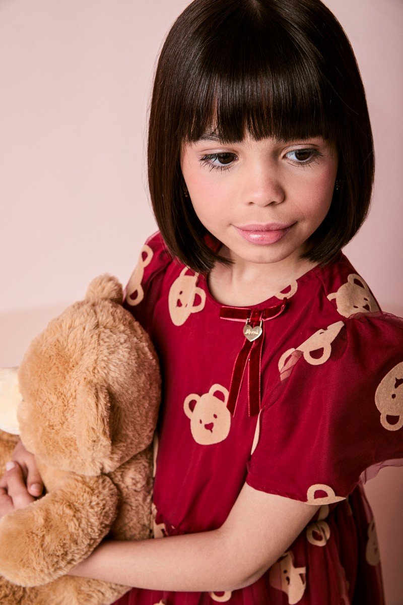 Children's Dress for Girls in Teddy Bear Tulle