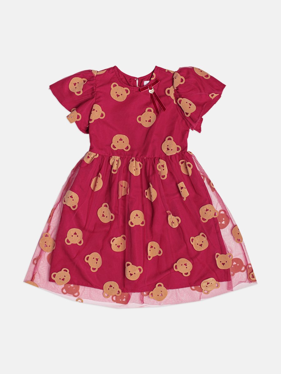 Children's Dress for Girls in Teddy Bear Tulle