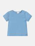 Basic Blue Ribbed Children's Girl's Blouse