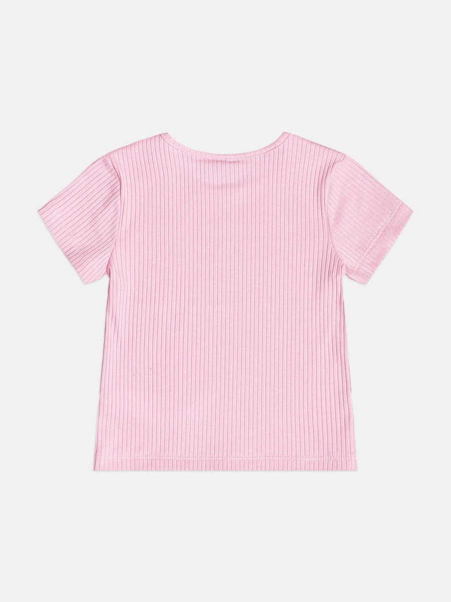 Basic Pink Ribbed Children's Girl's Blouse