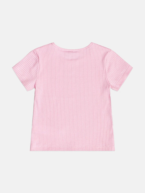 Basic Pink Ribbed Children's Girl's Blouse