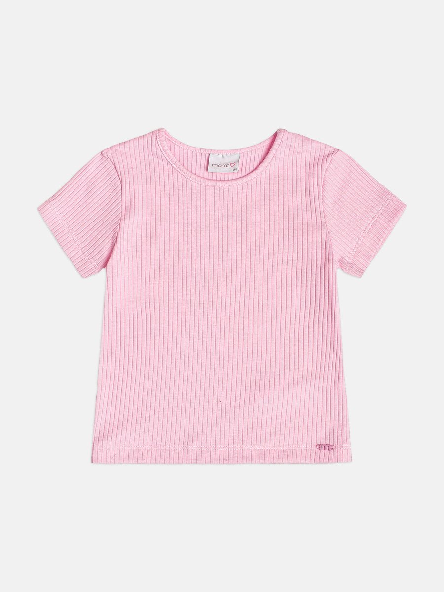Basic Pink Ribbed Children's Girl's Blouse