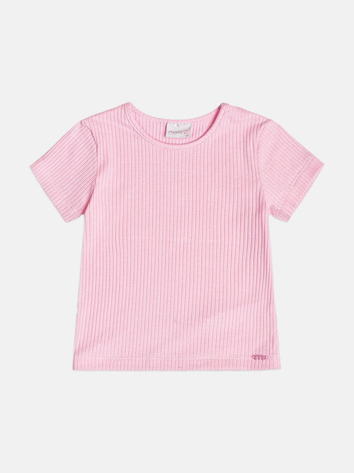 Basic Pink Ribbed Children's Girl's Blouse