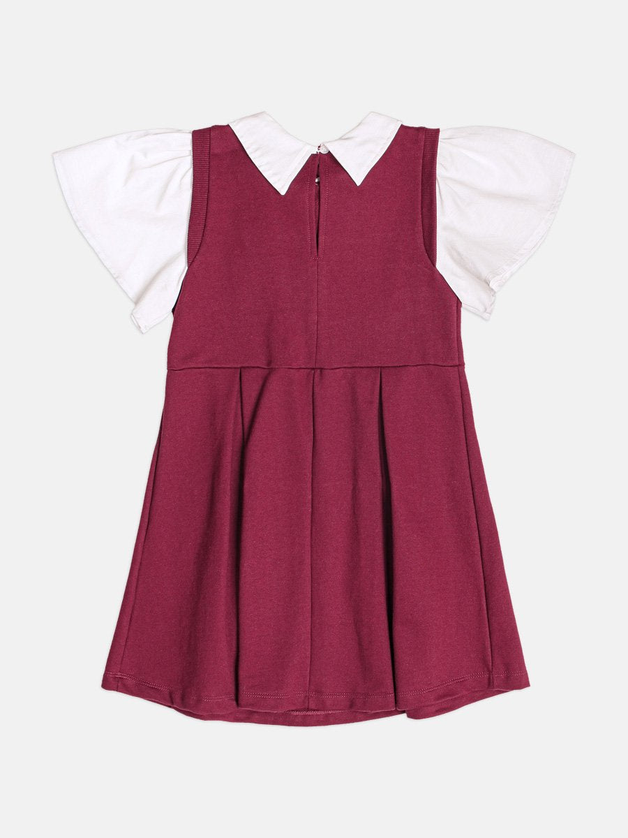 Children's Girl's Short Sleeve Sweatshirt Dress with Bow