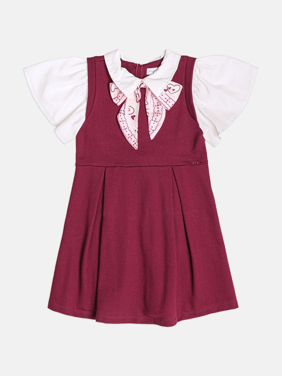 Children's Girl's Short Sleeve Sweatshirt Dress with Bow