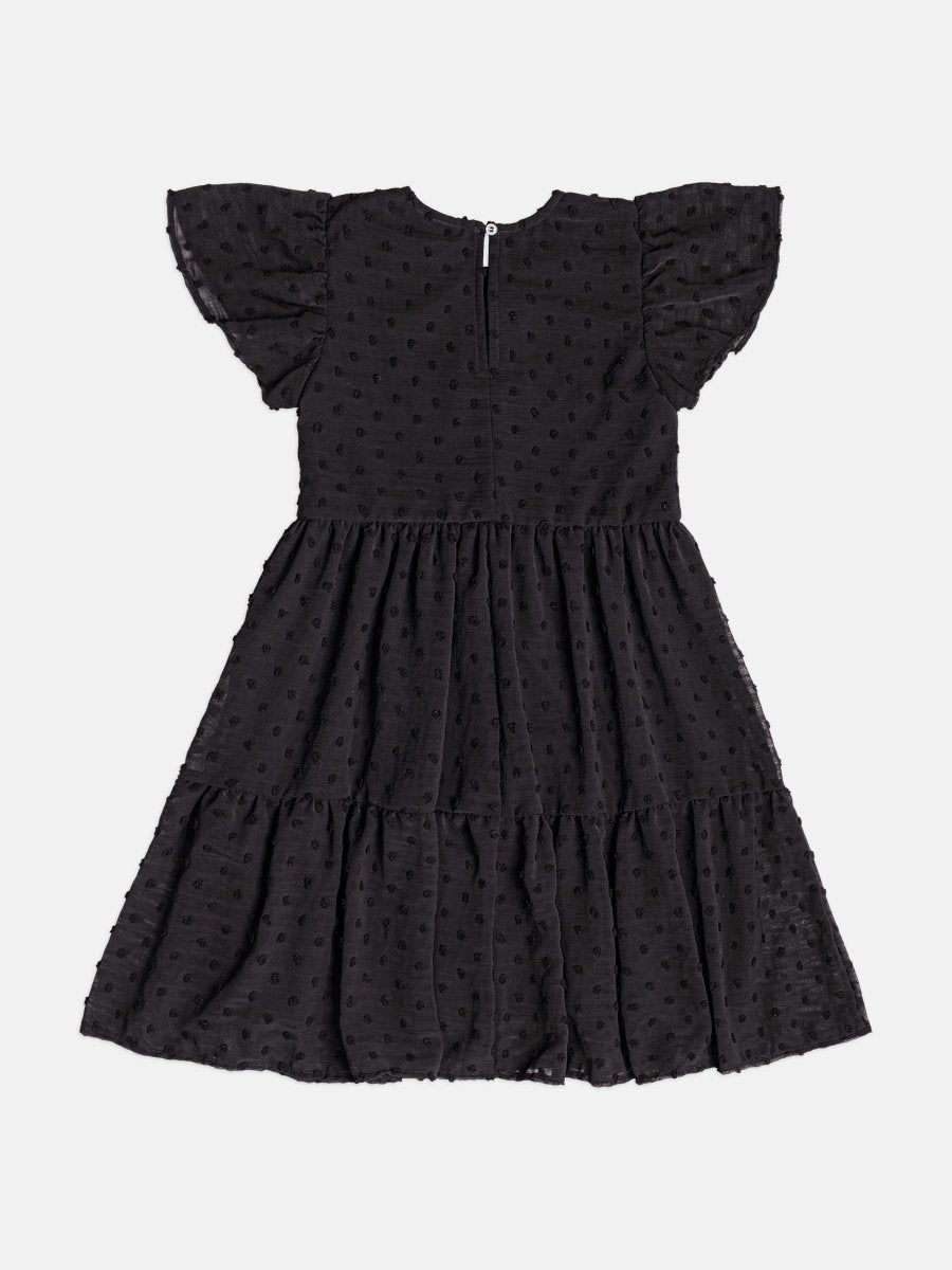 Children's Girl's Short Sleeve Dress with Flower Embroidery