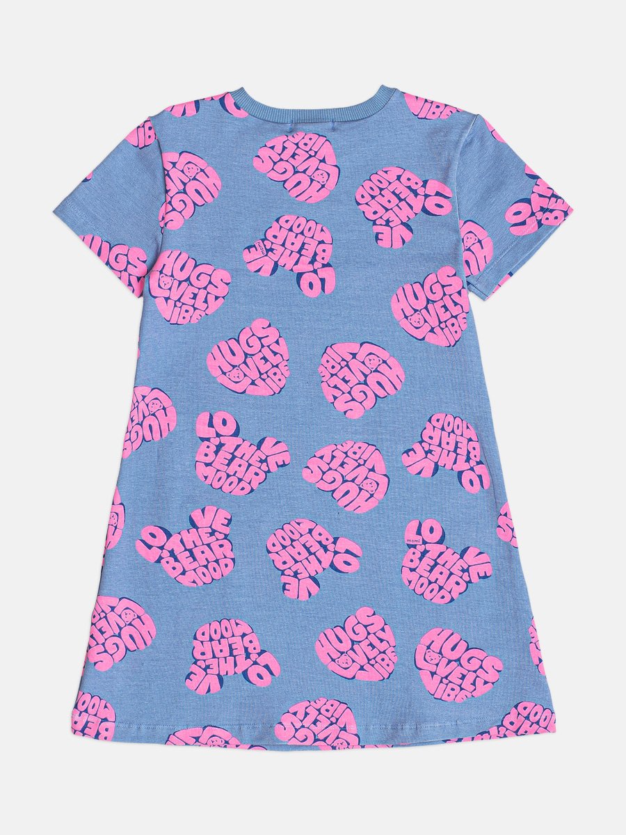 Children's Dress for Girls Short Sleeve Bear Cool