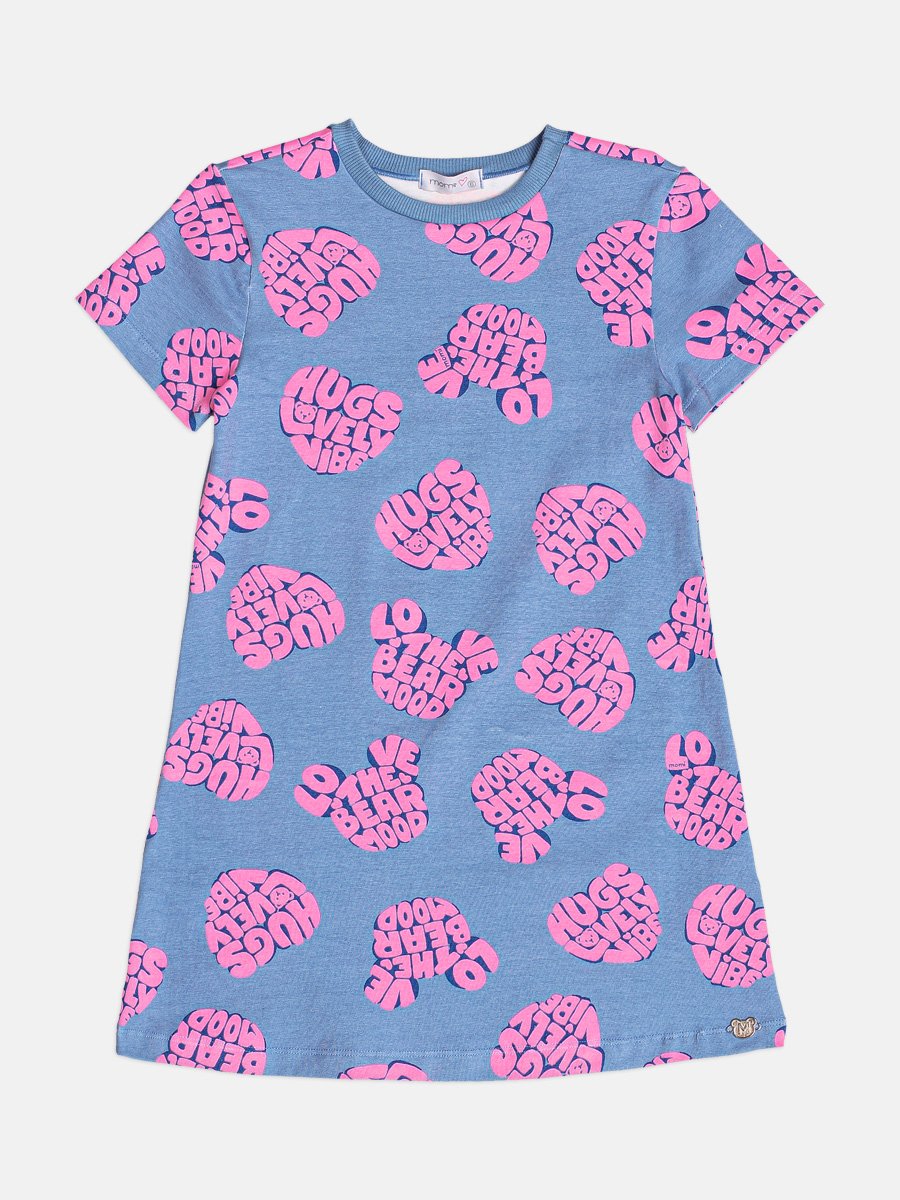 Children's Dress for Girls Short Sleeve Bear Cool