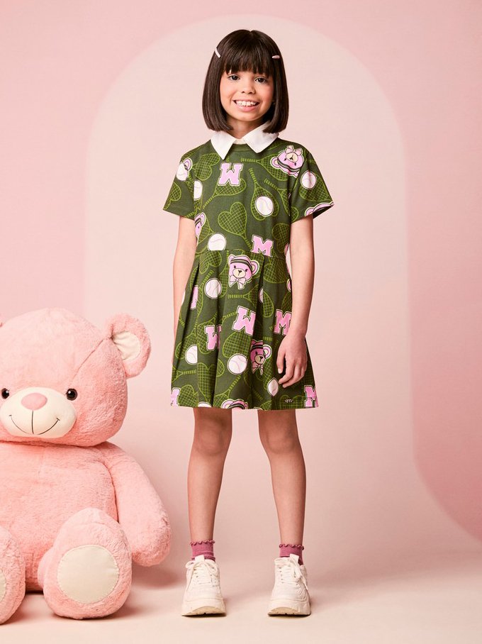 Children's Girl's Short Sleeve Tennis Bear Dress