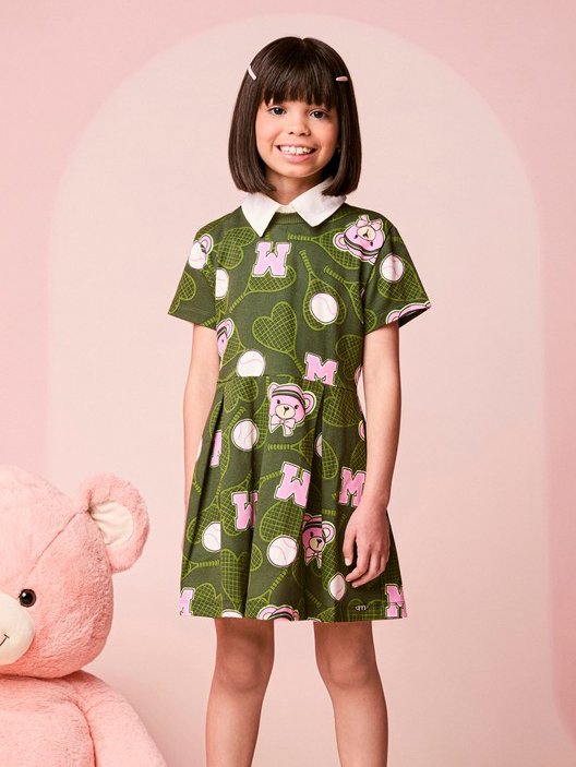 Children's Girl's Short Sleeve Tennis Bear Dress