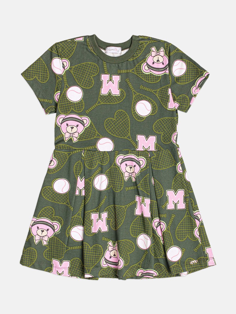 Children's Girl's Short Sleeve Tennis Bear Dress